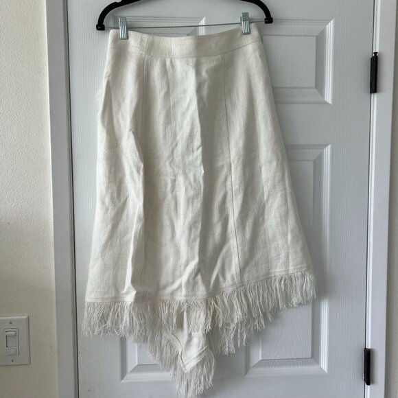 A.L.C. Amelie Linen Blend Fringe Asymmetric Hem Midi Skirt Size 2 NWT - Picture 5 of 8